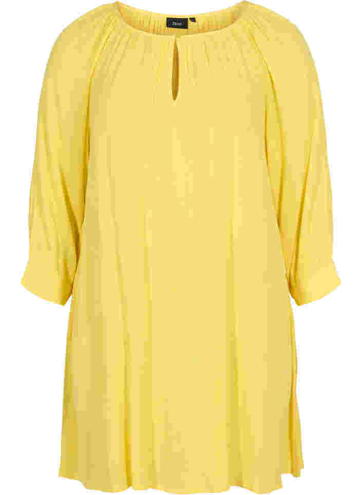 Viskosetunika med 3/4-ermer, Primrose Yellow, Packshot image number 0