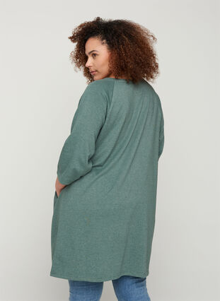 Kjole med 3/4-ermer og lommer, Balsam Green Mel, Model image number 1
