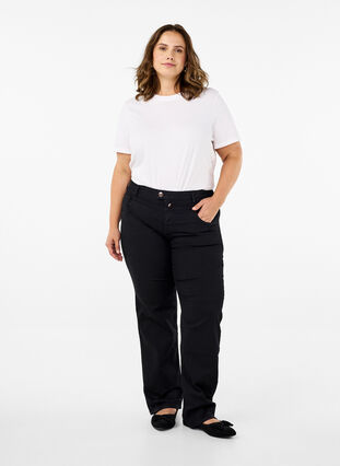 Zizzi Regular fit Gemma jeans med høyt liv, Black, Model image number 0