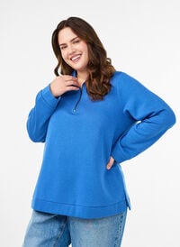 Genser med høy hals og glidelåslukking, Blå Genser med høy hals og glidelåslukking, Blå, Model