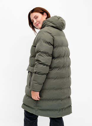 Pufferjakke med hette og lommer, Beluga, Model image number 1