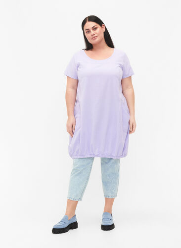 Kortermet kjole i bomull, Lavender, Model image number 2