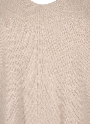 Zizzi Strikket bluse med v-hals og lange ermer, Simply T. White Mel., Packshot image number 2