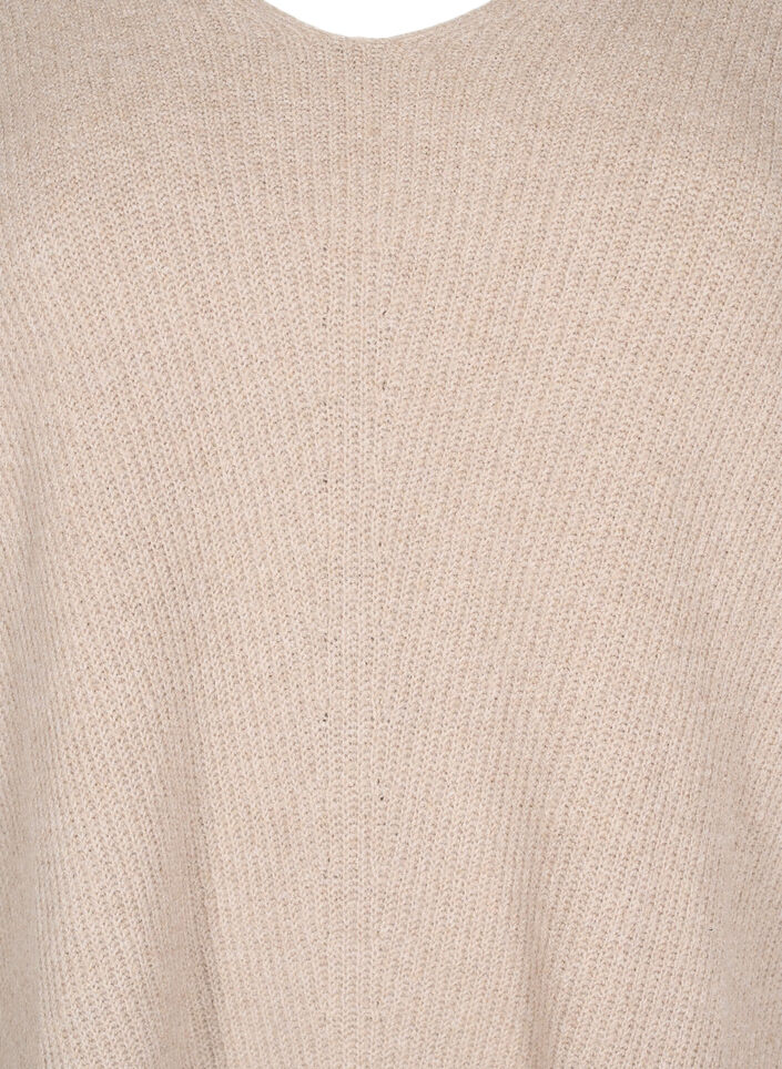 Strikket bluse med v-hals og lange ermer, Simply T. White Mel., Packshot image number 2