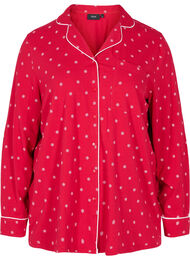 Pysjamasskjorte i bomull med mønster, Tango Red AOP