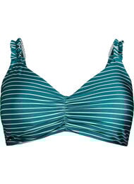 Stripet bikinitopp med avtagbar polstring, Grønn