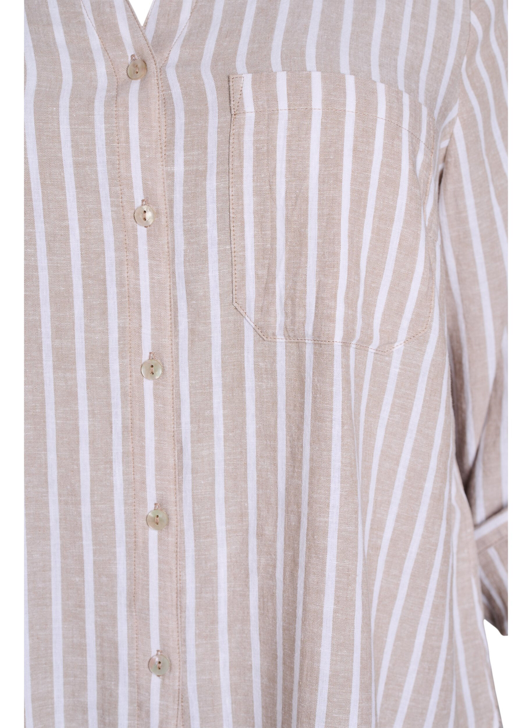 ZizziSkjorte i lin og viskose med 3/4 ermer, Beige, Packshot image number 2