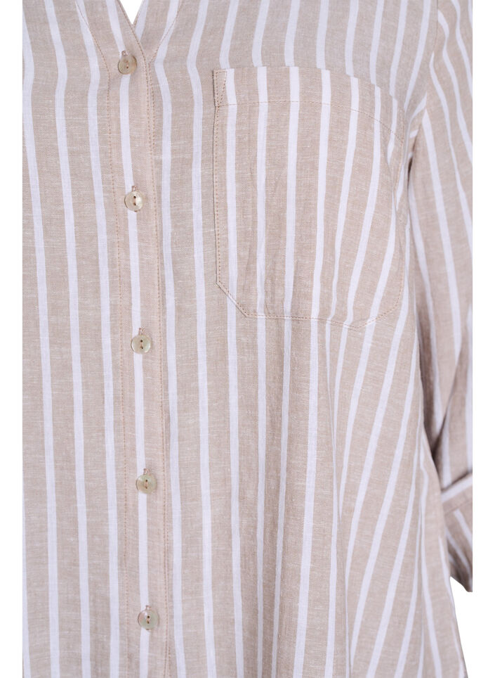 Skjorte i lin og viskose med 3/4 ermer, Beige, Packshot image number 2