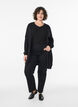 Lang strikkecardigan i viskoseblanding, Svart, Model image number 1