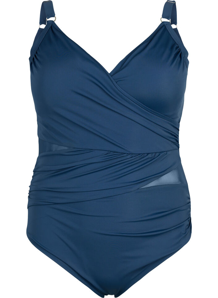 Badedrakt med wrap, Blå, Packshot image number 0