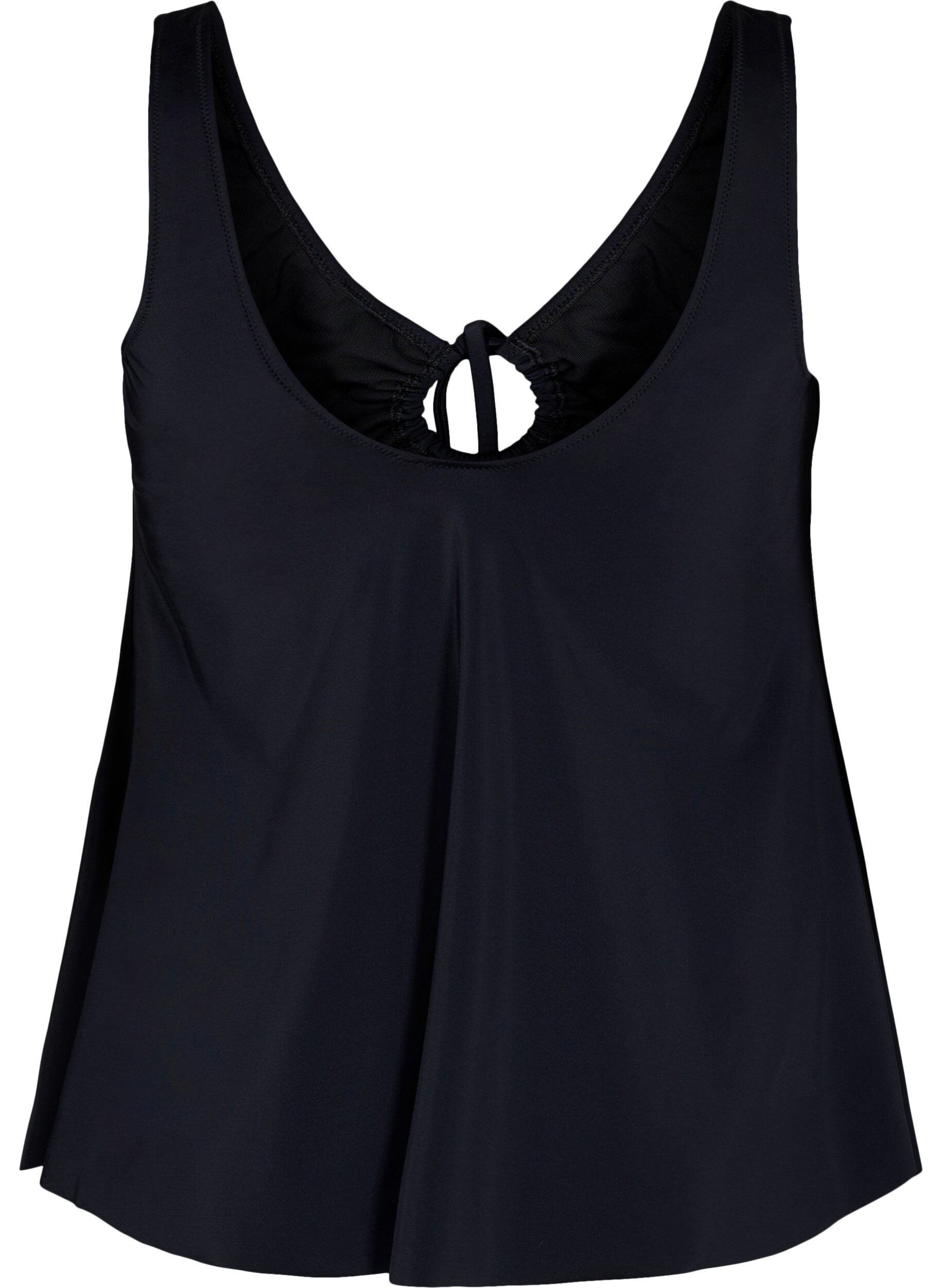 Zizzi Ensfarget tankini med sn&oslash;redetaljer, Black, Packshot image number 1