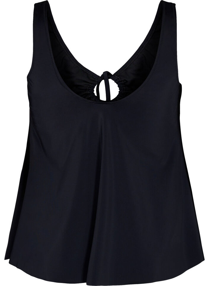 Ensfarget tankini med snøredetaljer, Black, Packshot image number 1