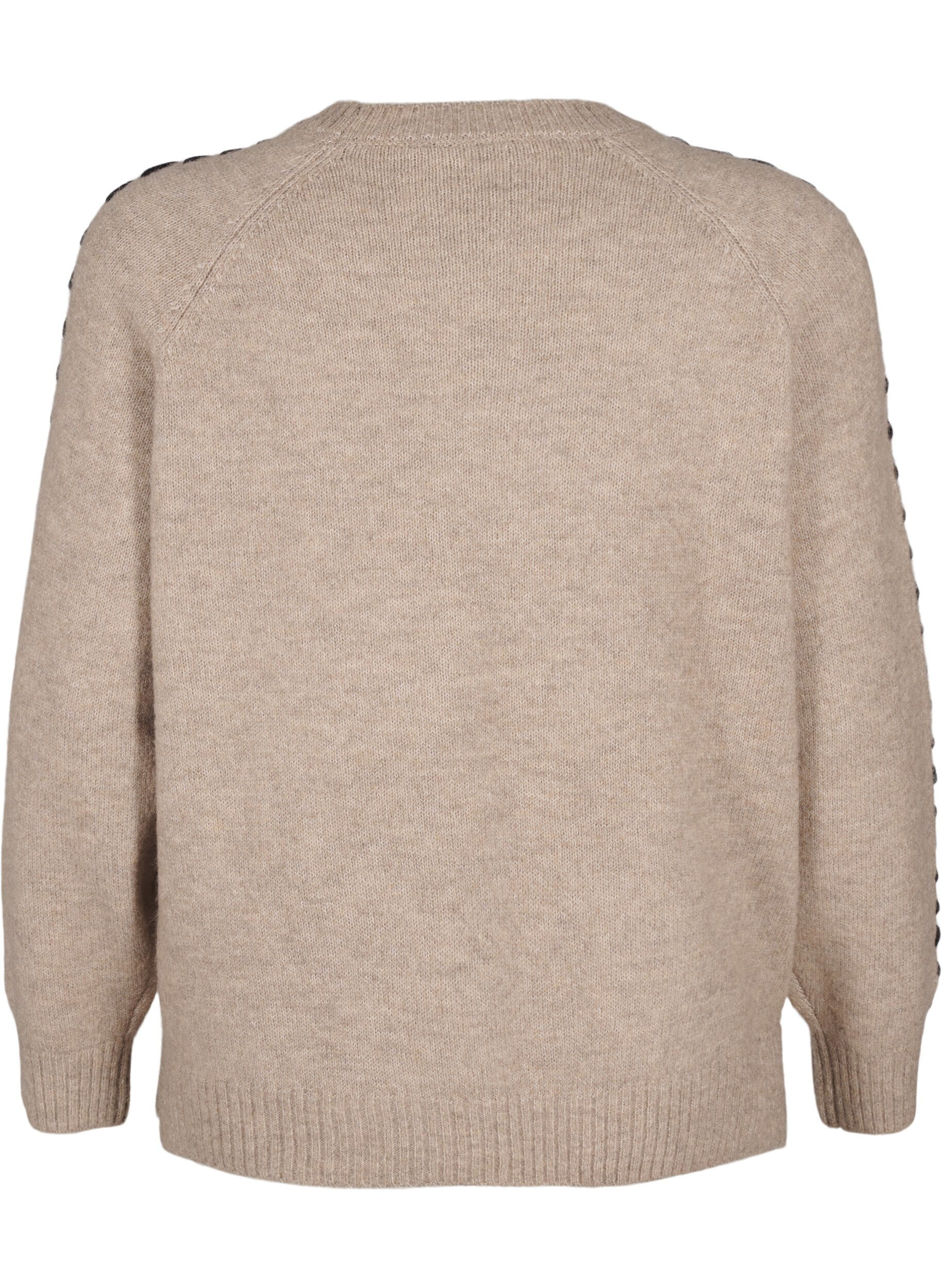 Zizzi Strikket bluse med dekors&oslash;mmer, Desert T.Wh.Mel.Comb, Packshot image number 1