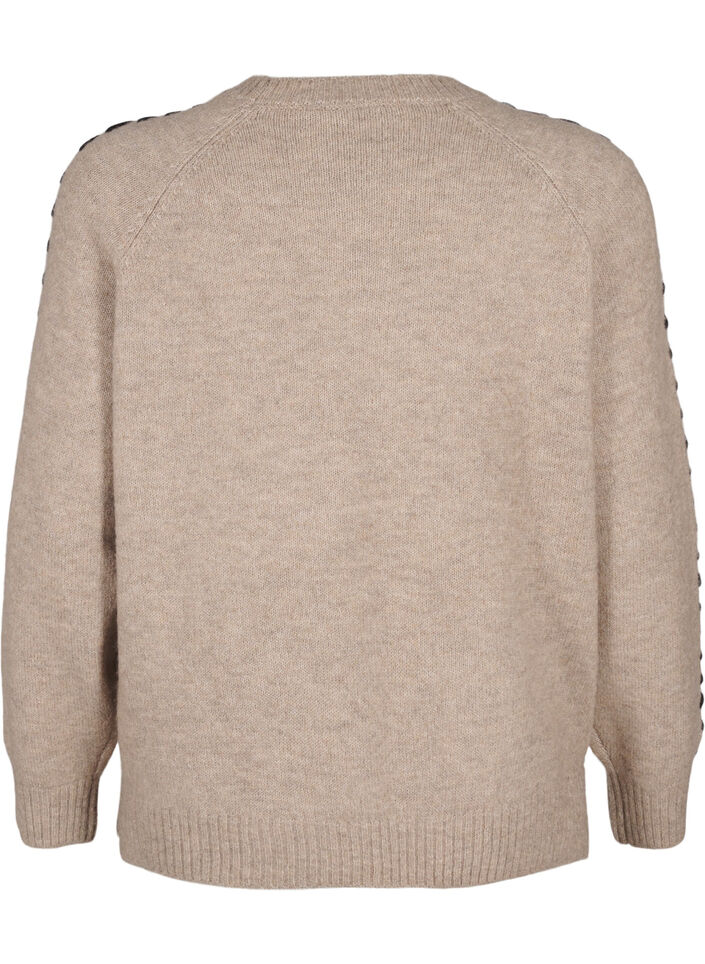 Strikket bluse med dekorsømmer, Desert T.Wh.Mel.Comb, Packshot image number 1