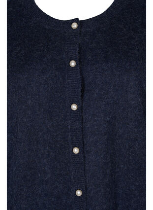 Kort melert strikket cardigan med perleknapper, Night Sky Mel., Packshot image number 2