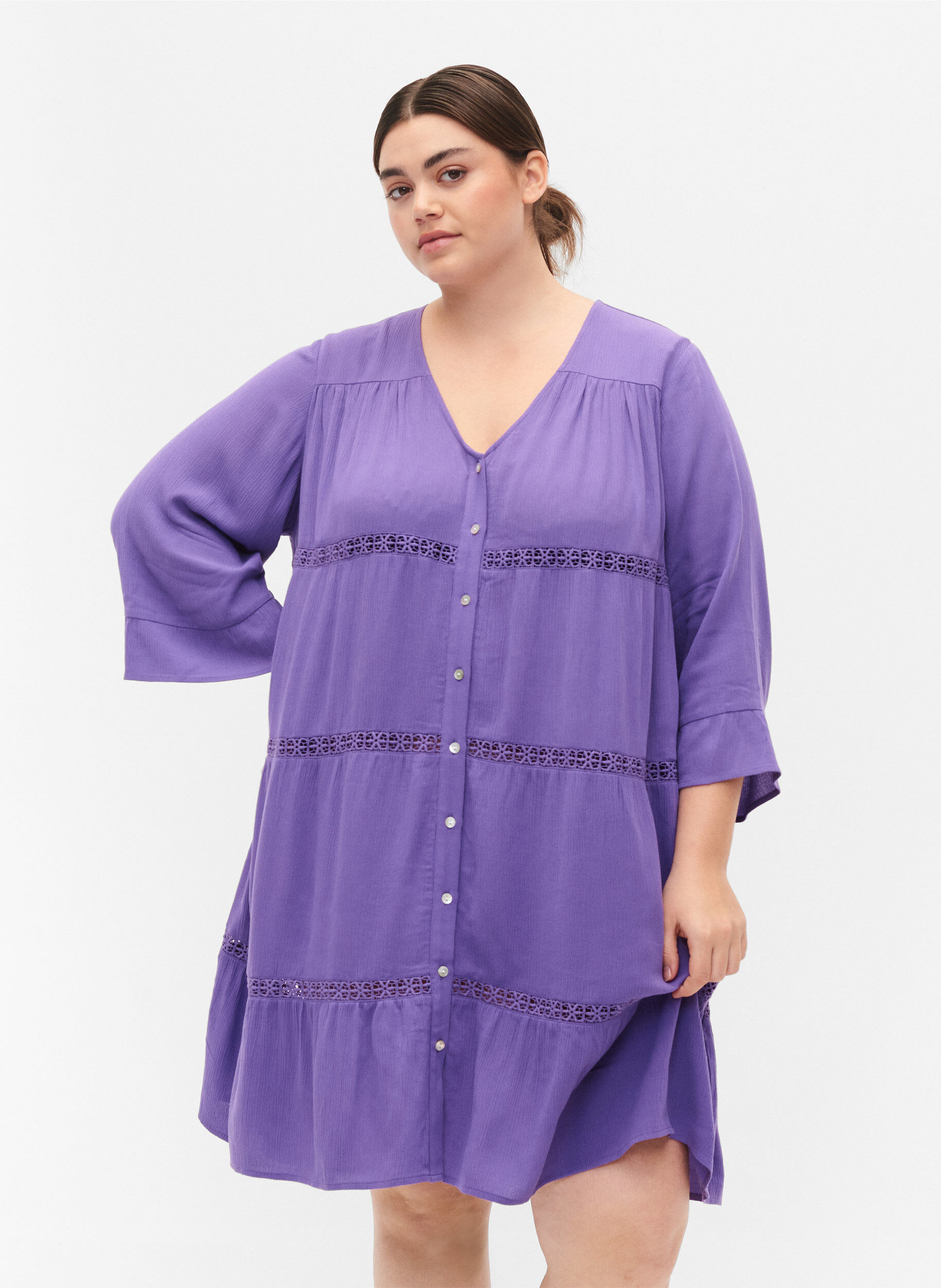 ZizziStrandkjole i viskose, Royal Lilac, Model image number 0