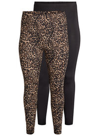 2-pack lange leggings med regular midje, Svart 2-pack lange leggings med regular midje