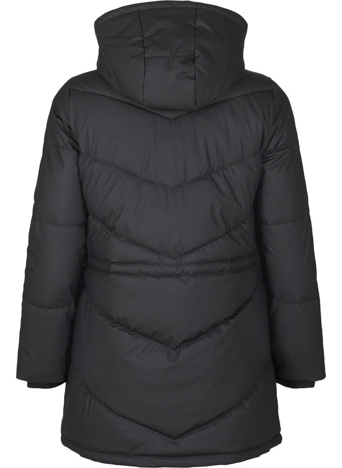 Vannavstøtende pufferjakke med hette, Black, Packshot