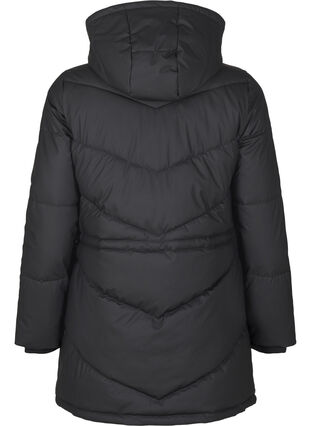 Zizzi Vannavstøtende pufferjakke med hette, Black, Packshot image number 1