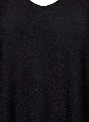 Bluse med glitter og lange ermer, Black Black, Packshot image number 2