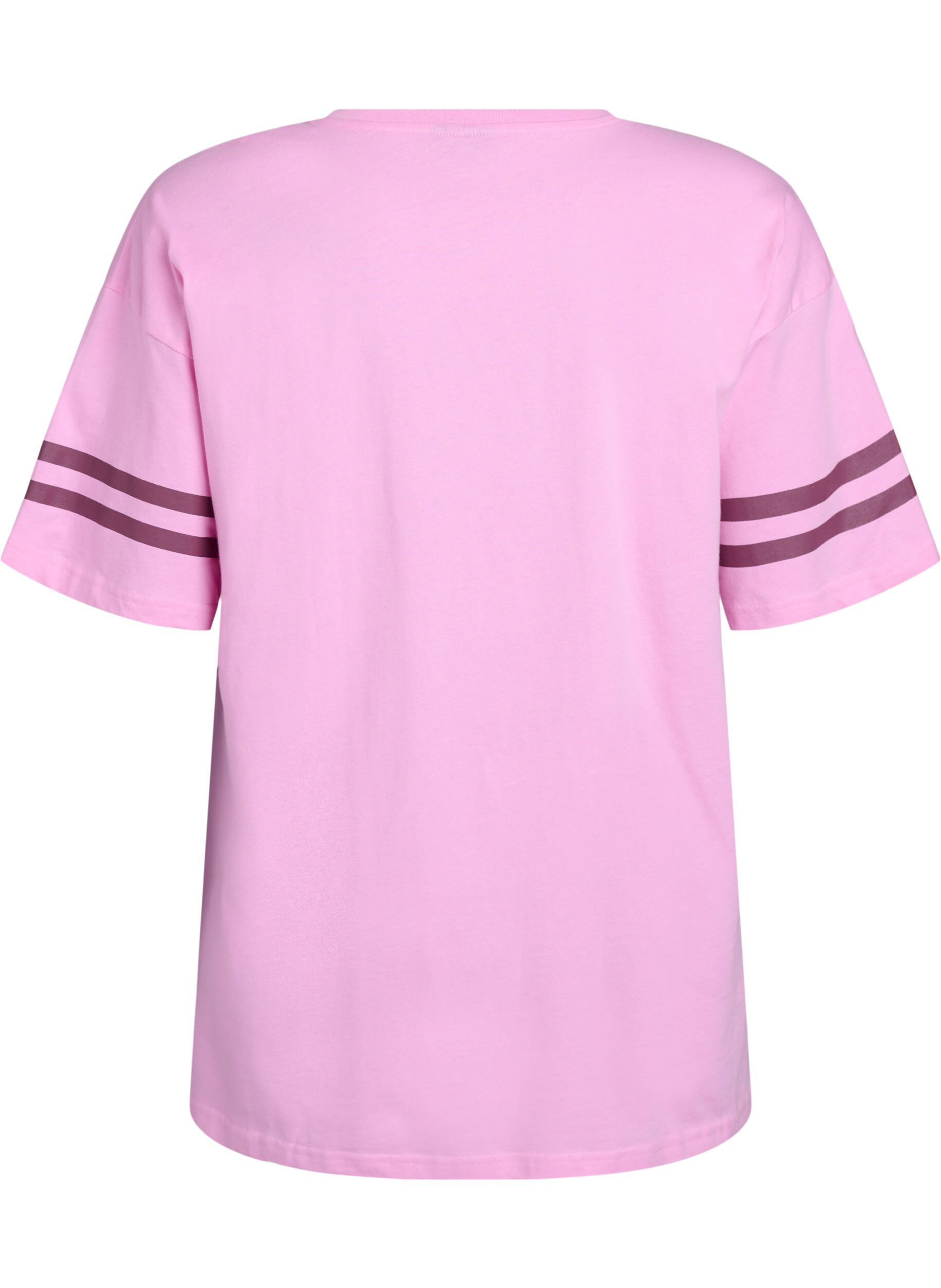Zizzi Sporty oversized college T-skjorte, Rosa, Packshot image number 1