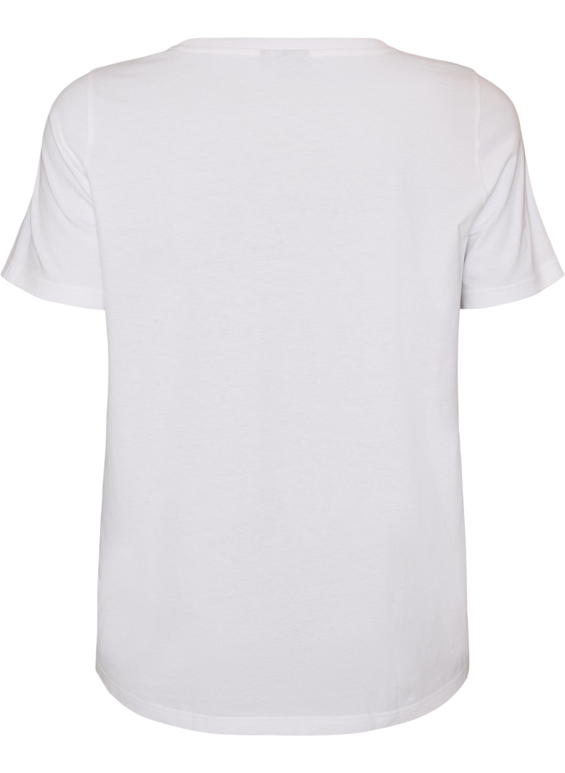 ZizziBomulls T-skjorte med trykk p&aring; brystet, Hvit, Packshot image number 1