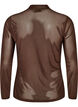 Tett sittende meshbluse med lange ermer, Brun, Packshot image number 1