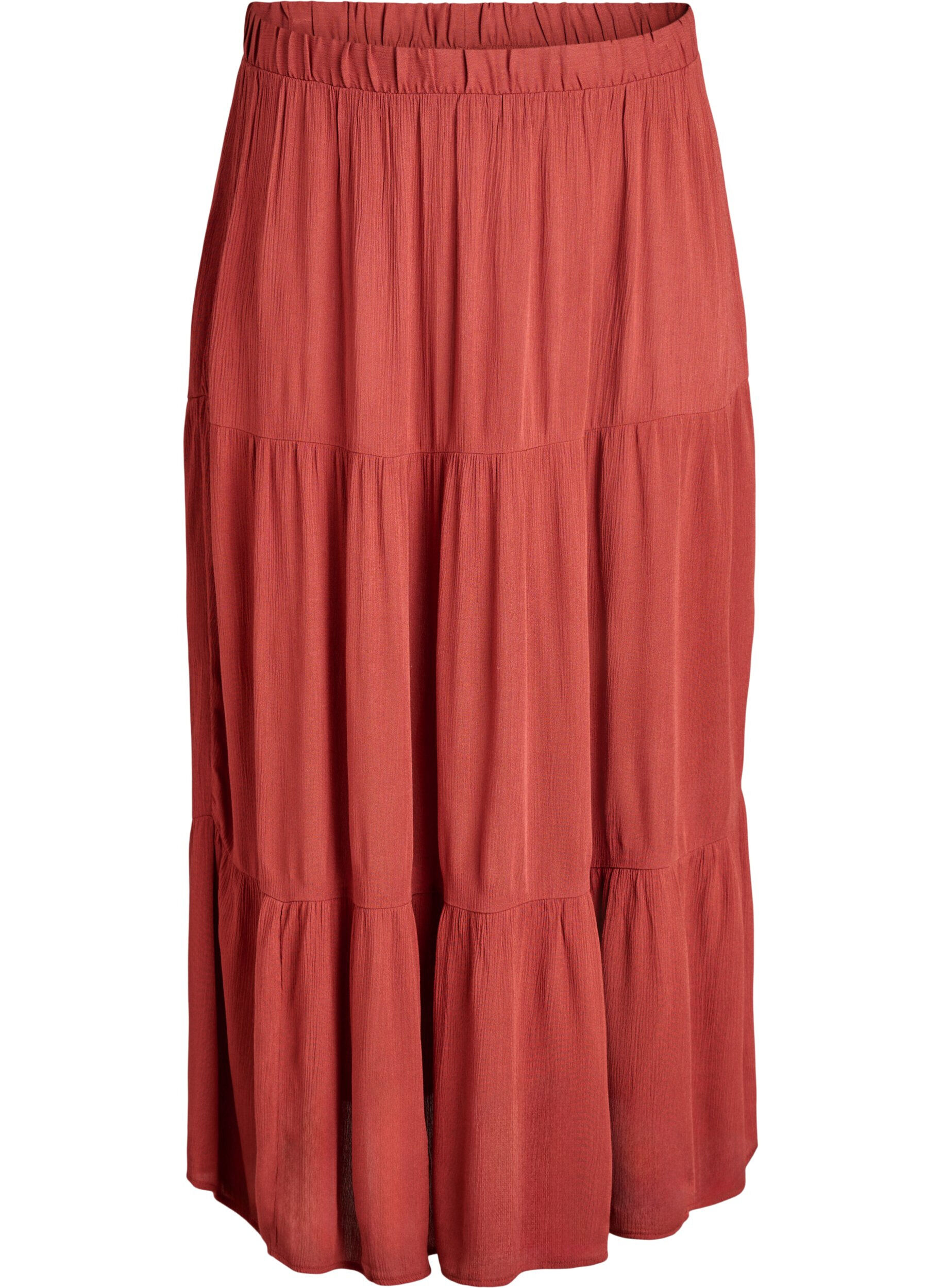 Zizzi Langt skj&oslash;rt med strikk i livet, R&oslash;d, Packshot image number 0