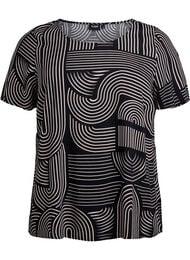 FLASH - Kortermet bluse i viskose med trykk, Svart
