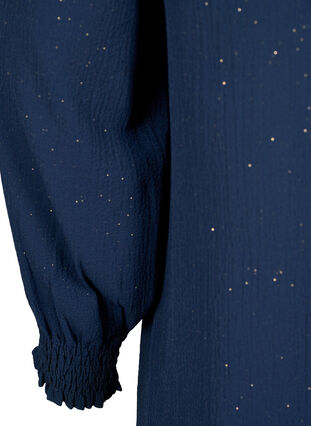 Zizzi FLASH - langermet kjole med glitter, Navy w. Gold , Packshot image number 3