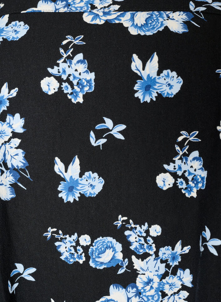 Kortermet bomullskjole med trykt m&oslash;nster, Svart, Packshot image number 2