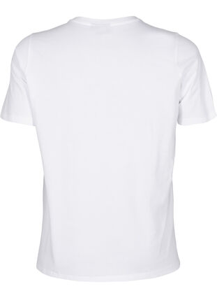 Zizzi T-skjorte med rund hals og rhinestones, Bright White, Packshot image number 1