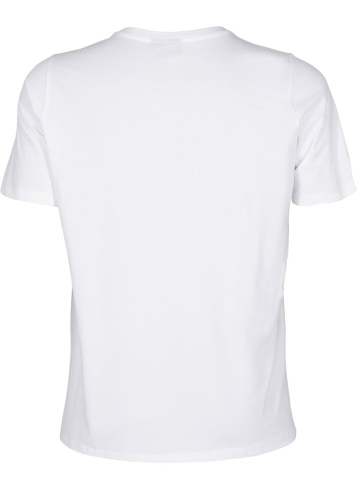 T-skjorte med rund hals og rhinestones, Bright White, Packshot image number 1