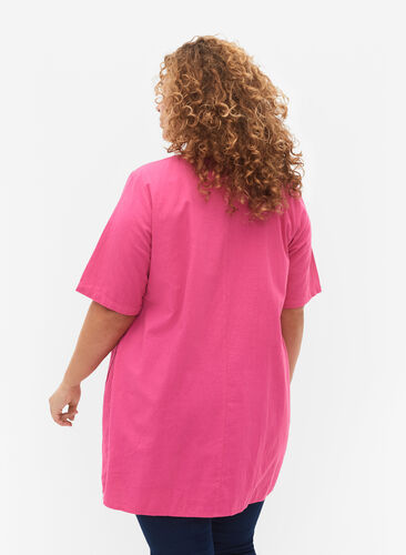 FLASH - kortermet tunika i bomull, Raspberry Rose, Model image number 1