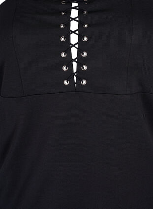 Kroppsnær kjole med snøredetaljer, Black, Packshot image number 2