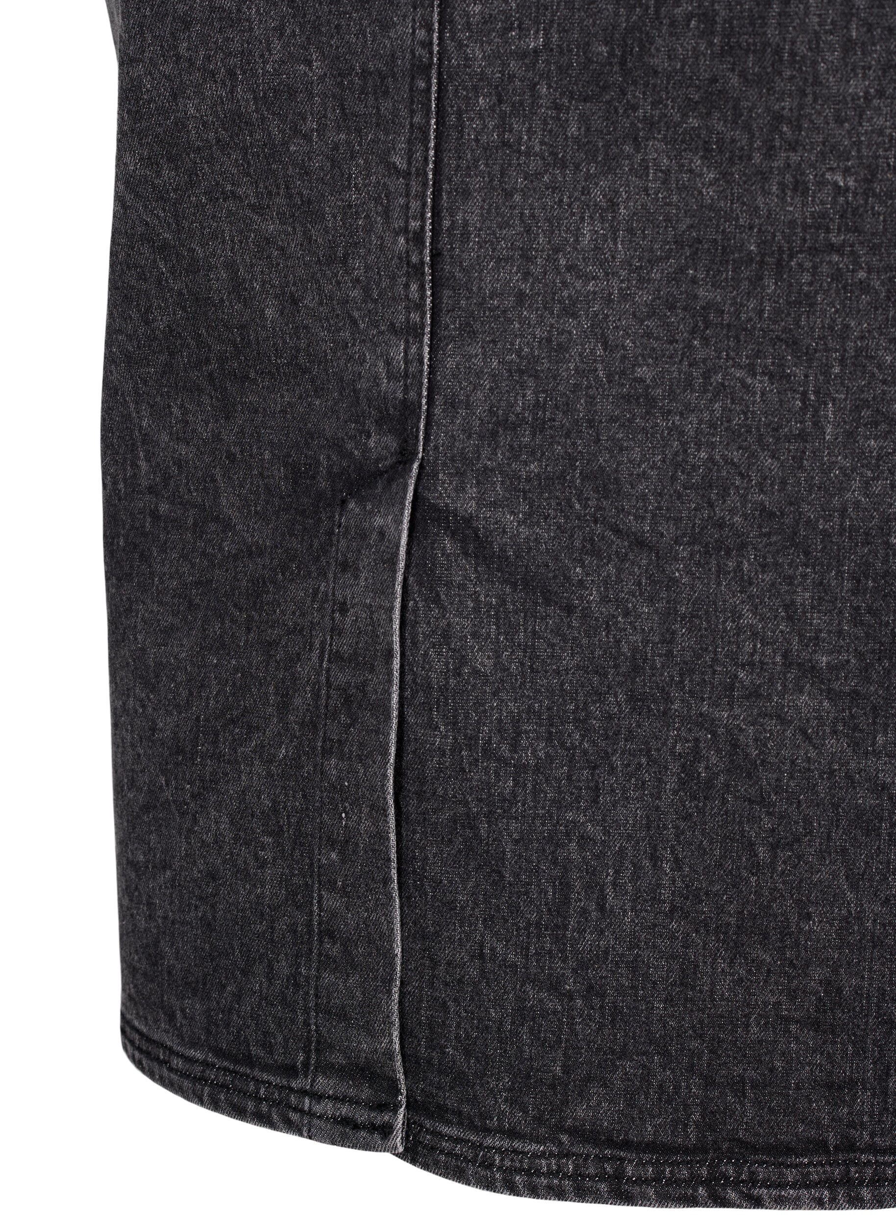 Zizzi Denimskj&oslash;rt med splitt foran, Dark Grey Denim, Packshot image number 4
