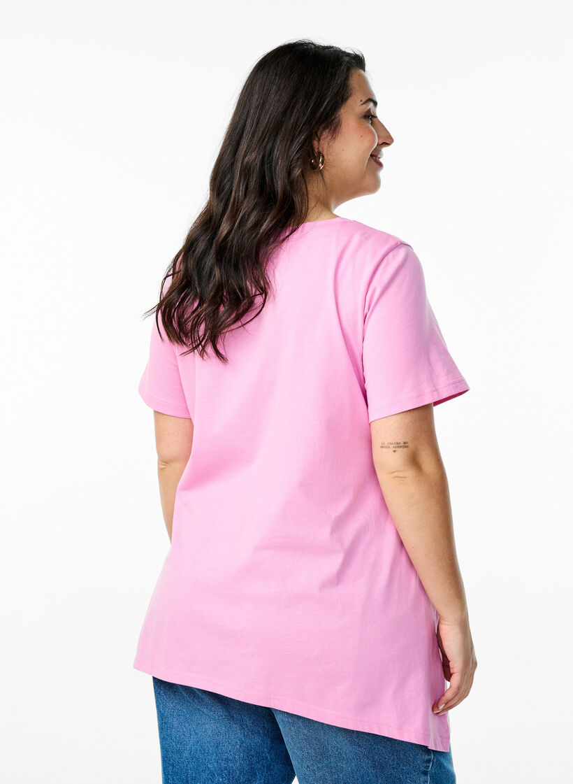 T-skjorte med rund hals og A-linje form, Rosa, Model image number 2