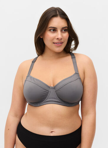 Zizzi BH med bøyle og ryggdetaljer, Smoked Pearl, Model image number 0