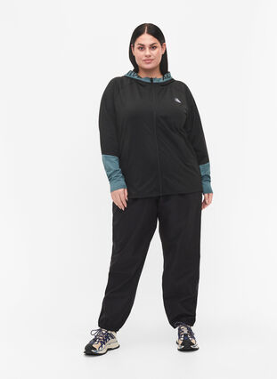 Treningscardigan med hette, Black, Model image number 3