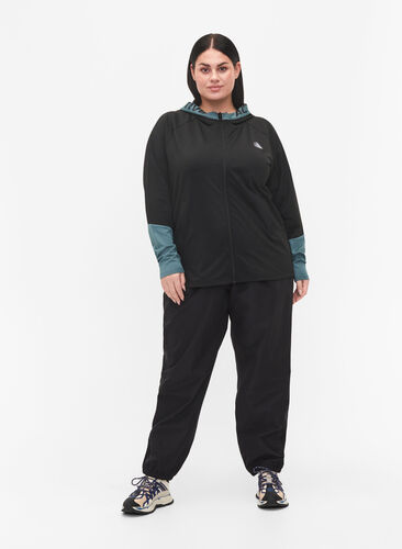 Treningscardigan med hette, Black, Model image number 3