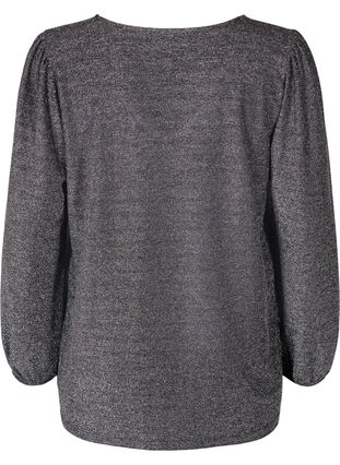 Bluse med glitter og lange ermer, Black Silver, Packshot image number 1