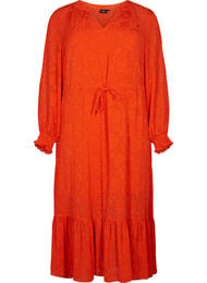 Langermet midi kjole i jacquard look, Orange.com