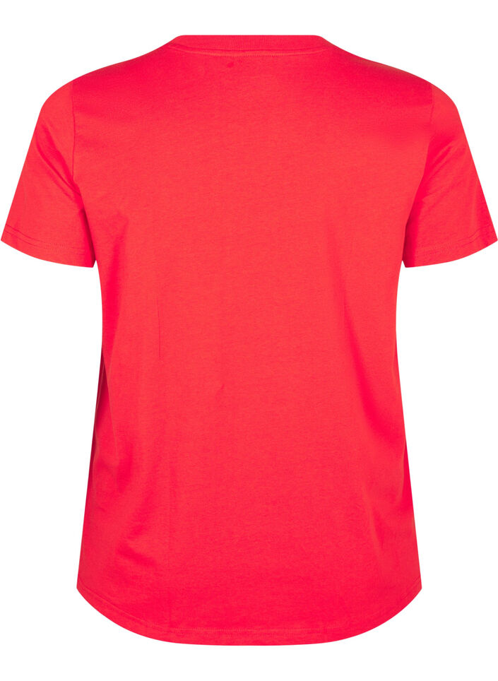 Basic T-skjorte i bomull med rund hals, R&oslash;d, Packshot image number 1