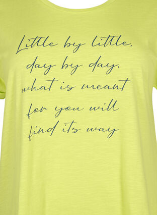T-skjorte med trykk i økologisk bomull, Wild Lime w. Navy, Packshot image number 2
