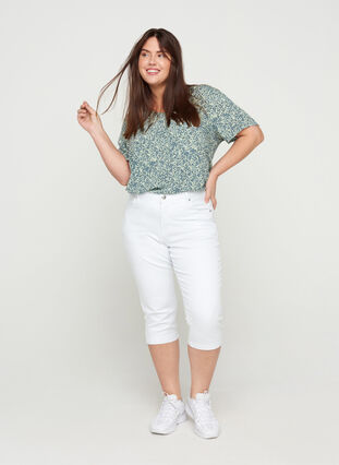 Zizzi Slim fit Emily caprijeans, Hvit, Model image number 0