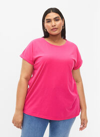 Kortermet T-skjorte i bomullsblanding, Raspberry Sorbet, Model