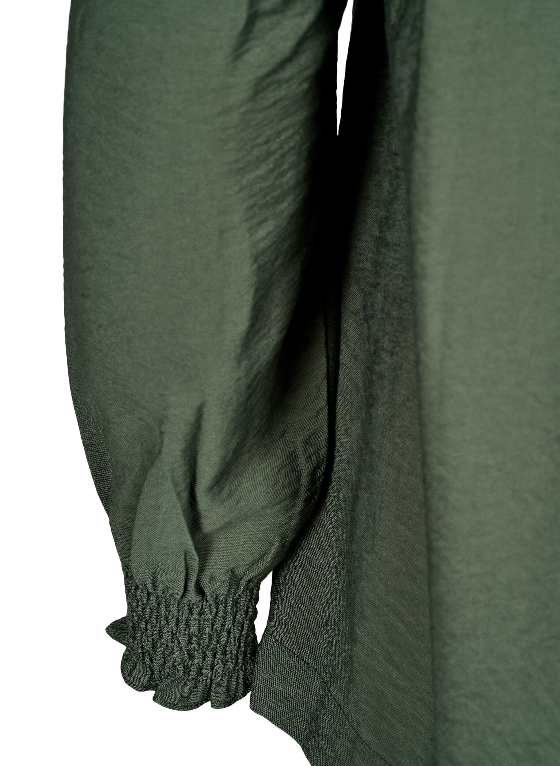 Zizzi Bluse med volangkrage, Gr&oslash;nn, Packshot image number 3