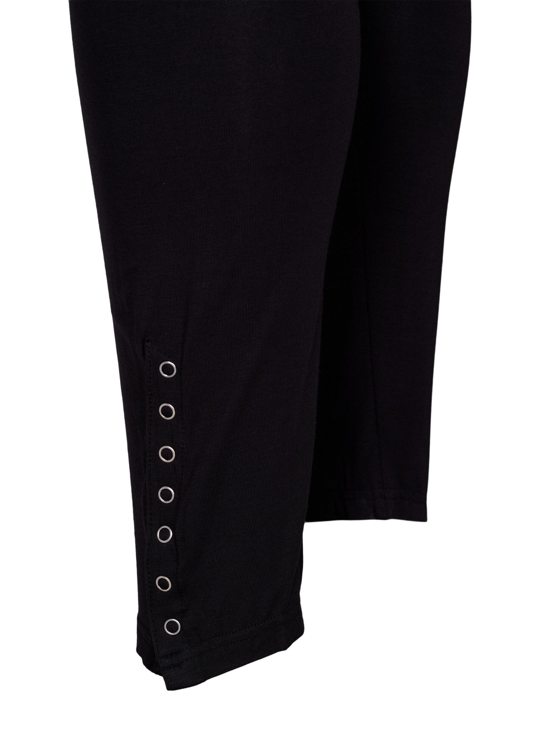 Zizzi Leggings til gravide i viskose med knapper, Black, Packshot image number 2