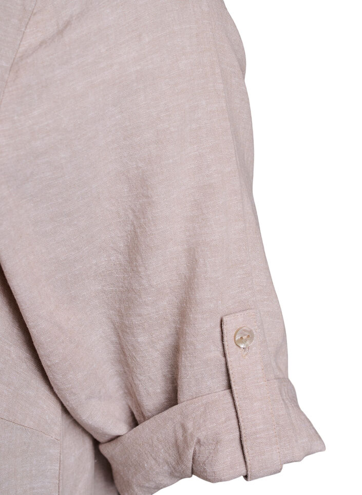 Tunika i lin og viskose med A-form, Beige, Packshot image number 3