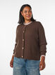 Flettestrikket cardigan med gullfargede knapper, Brun, Model image number 0